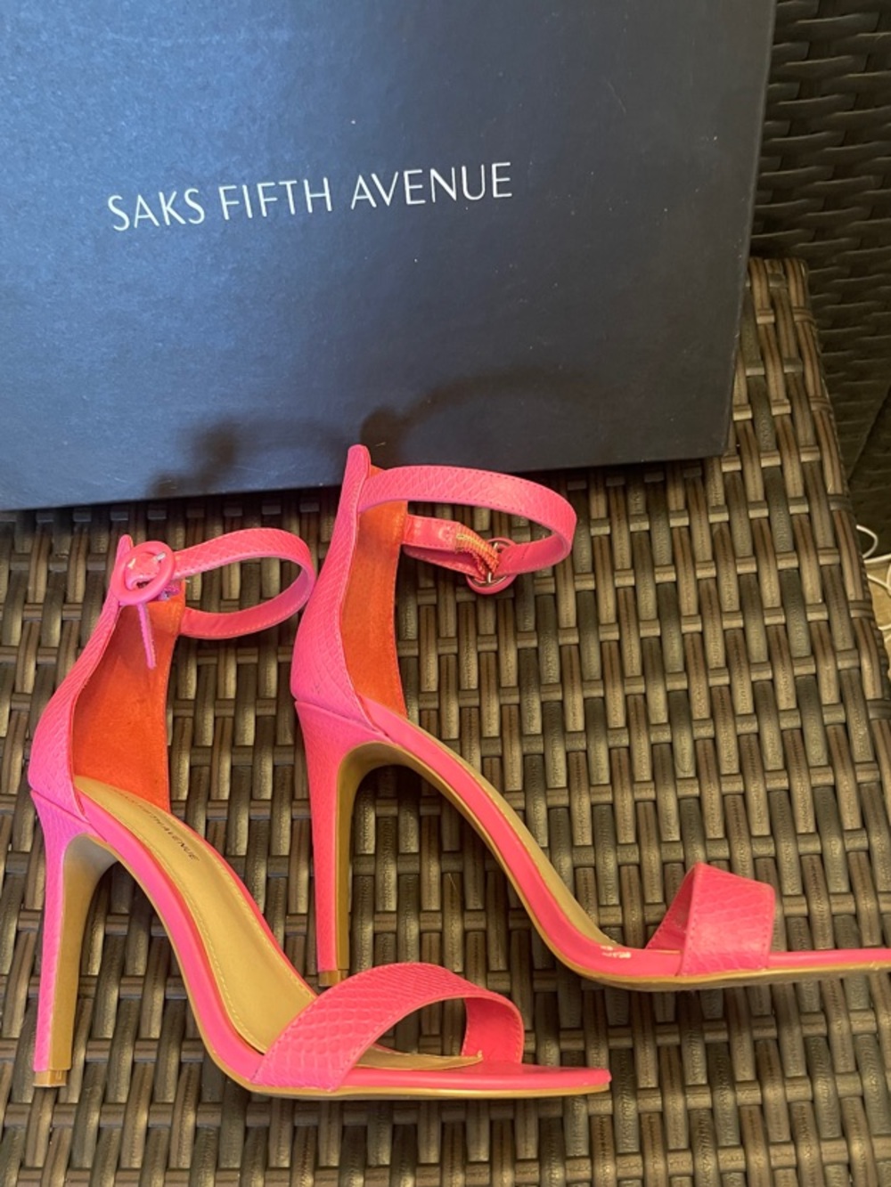 Saks Fifth Avenue Hot Pink Ankle-Strap Heels